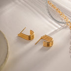 18k forgyldt minimalistisk lys Hyggelig tre-lags cirkel U-formede øreringe i rustfrit stål, kvinder, rustfrit statement smykker