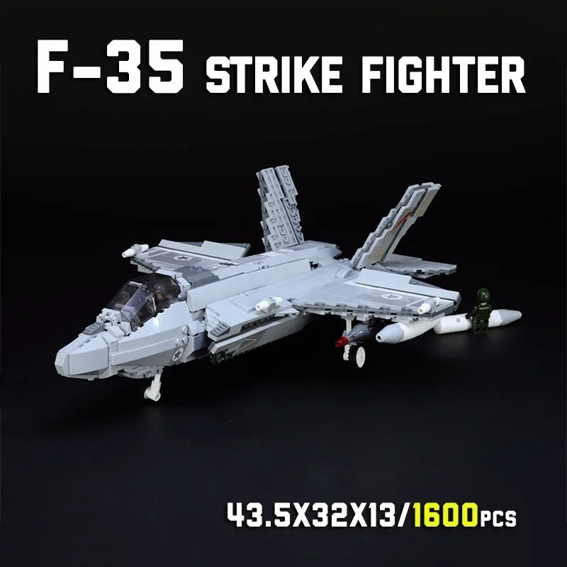 1600PCS F-35 Lightning II Fighter Jet Building Blocks Bomber Shipboard Aircraft Model Bricks Desktop Decoration Kids Toy Gifts