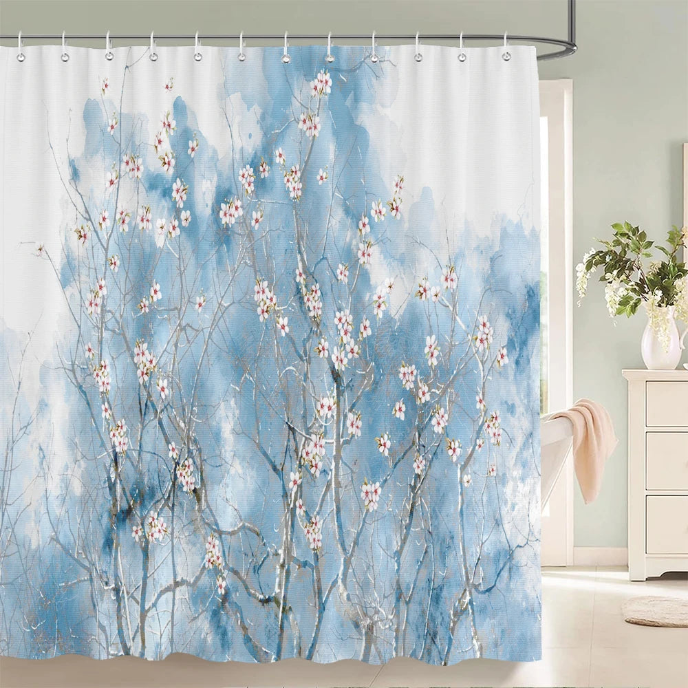 Flowers and Birds pattern Shower Curtain 3D Bath Screen Waterproof Fabric Bathroom Decor 240X180cm With Hook Shower Curtains