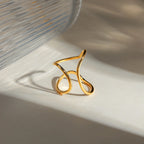 Anillo de apertura con líneas geométricas minimalistas de acero inoxidable, chapado en oro de 18K, a prueba de óxido, encanto de temperamento libre, joyería bijoux