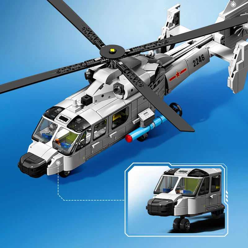 449pcs Helicopter Aircraft Building Blocks, DIY Boys Birthday Toys，Military Fighter Transport Model Bricks
