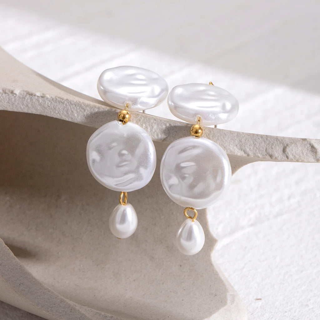 18K forgyldt erklæring Akryl perleknap glas vanddråbe øreringe kvinder rustfrit stål Rustfri smykker