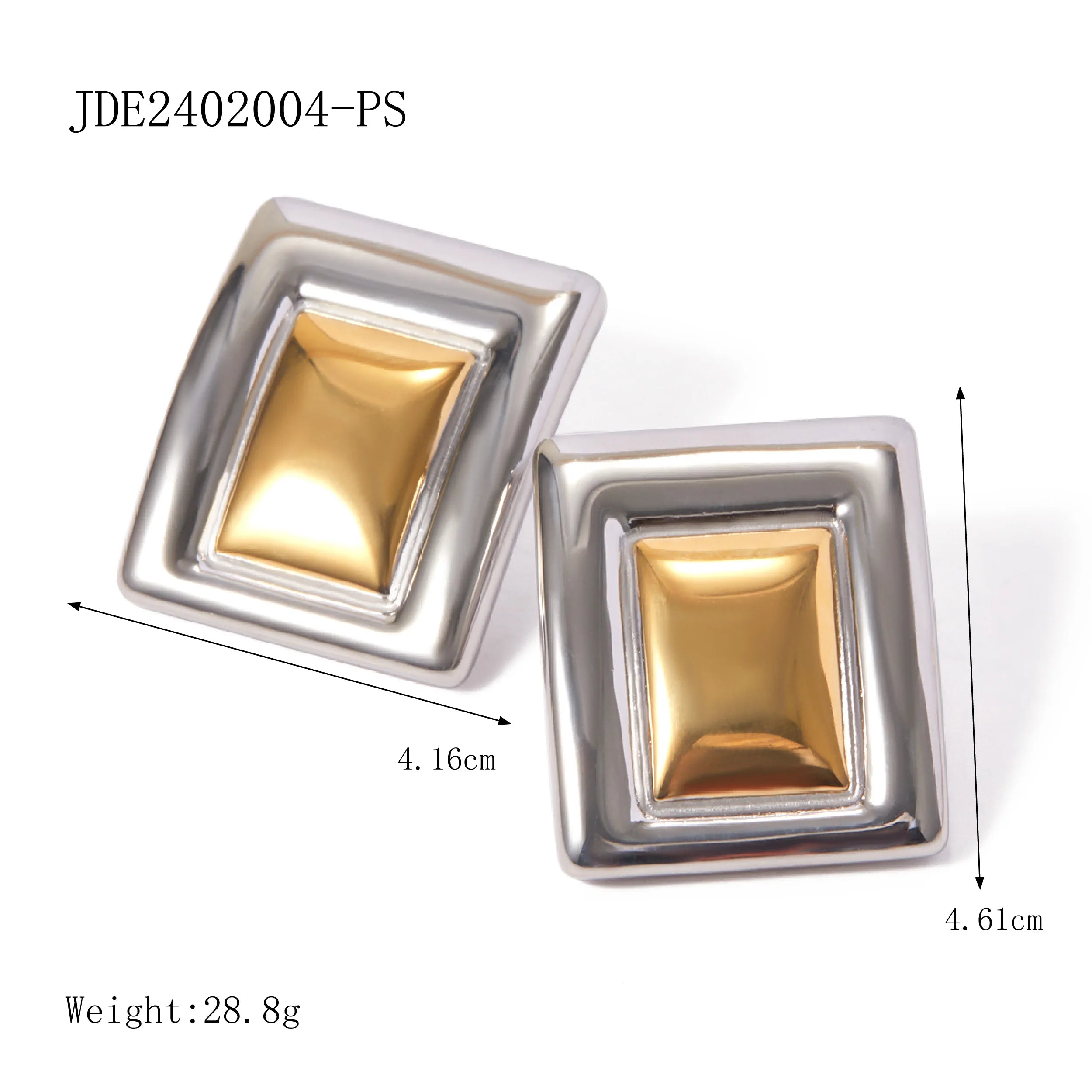 Brincos Retangulares de Aço Inoxidável com Banho de Ouro 18K Minimalistas, Cor Correspondente, Declaração Criativa, Exclusivos e Personalizados