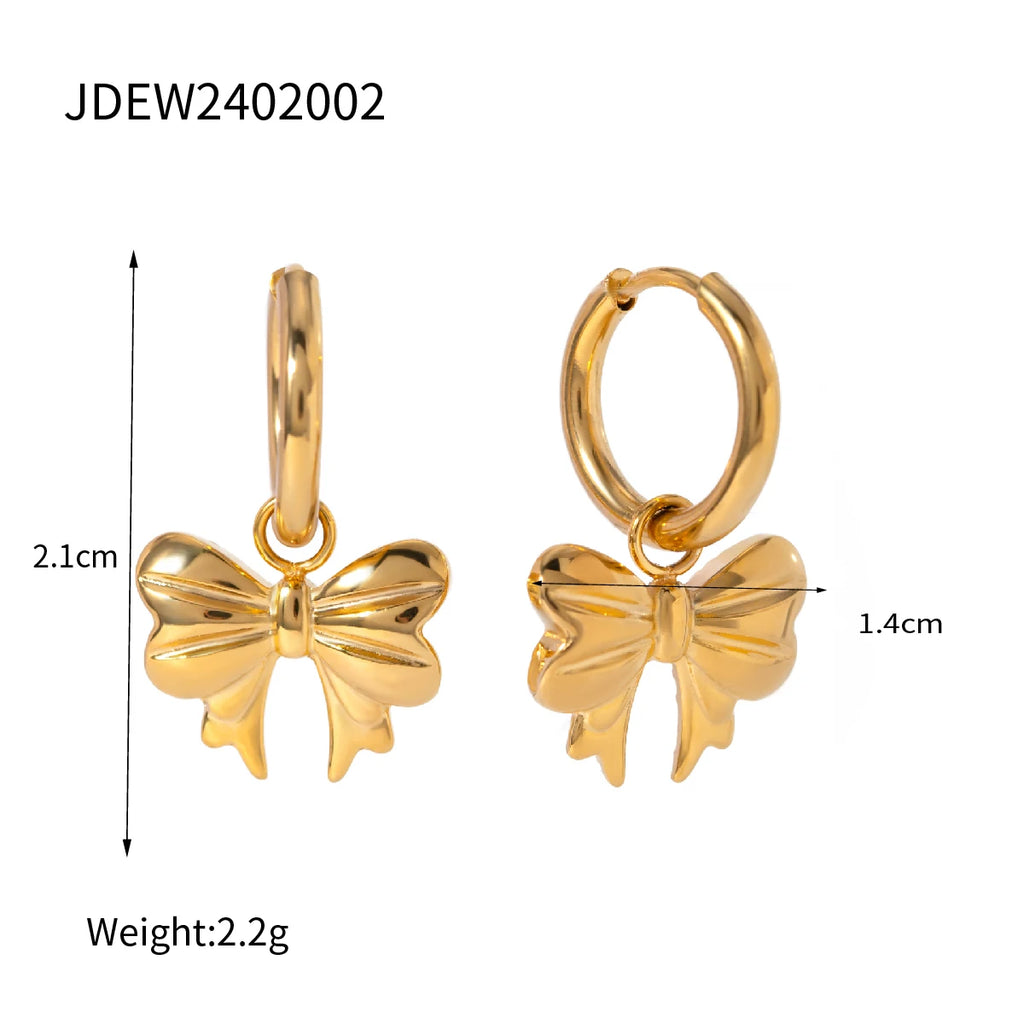 Stainless Steel Exquisite 18K Geometric Minimalist Bowknot Shaped Hoop Earrings Rust Proof Women High Quality Party Gift