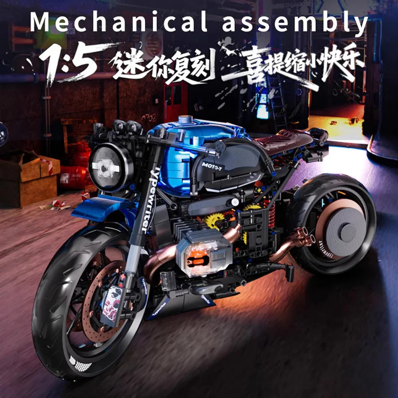 IN STOCK MOC Technical 1:5 Motorcycle Nine Building Blocks Assembling Locomotive Bricks Model Toys for Boys Birthday Gift Set