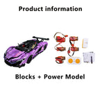 3500+PCS 1:8 Scale Purple Technology Supercar Building Block Kit Electroplated Racing Model Complex Assembly Toy for Adults