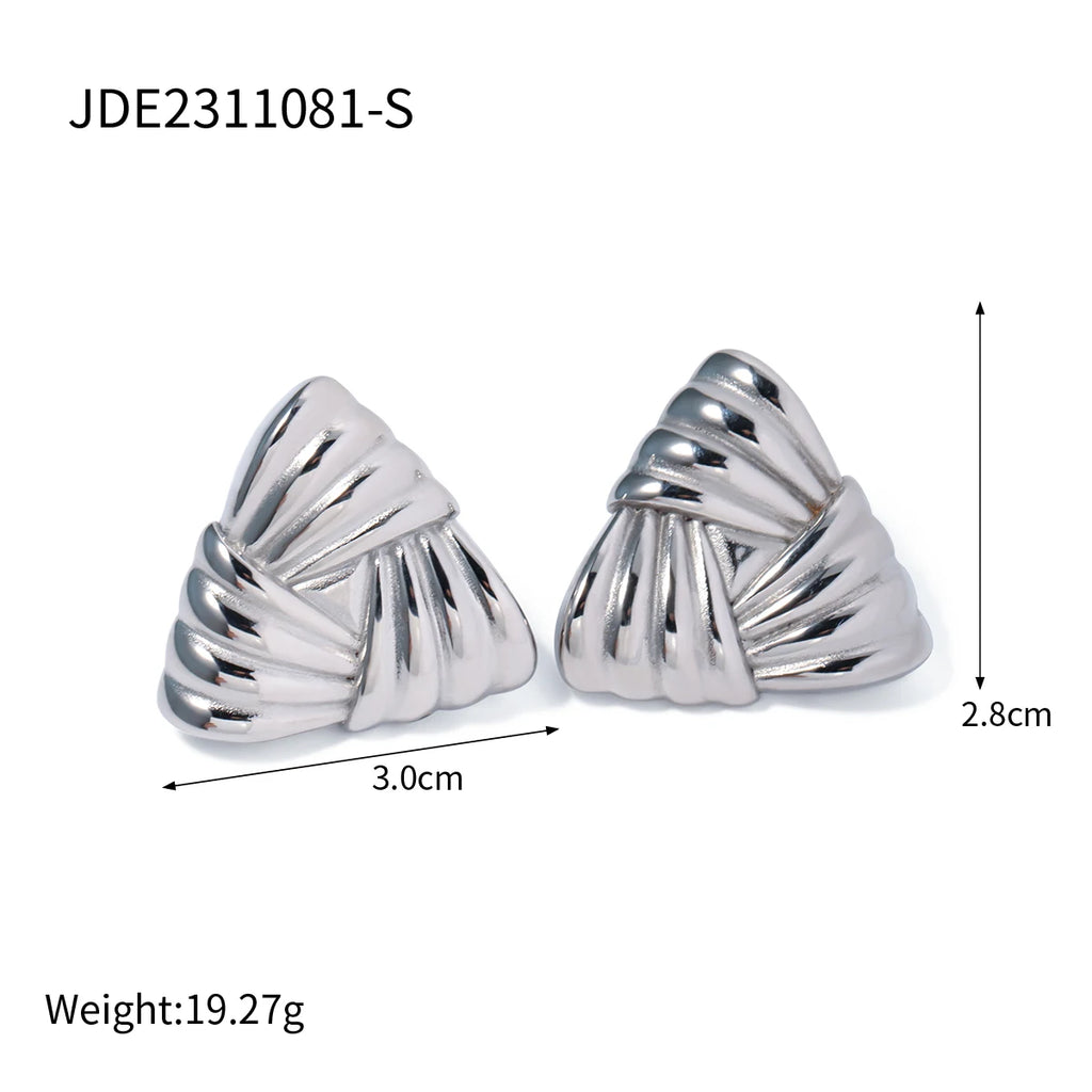 Geometric Stainless Steel Vintage Triangle Metal Earrings Statement Texture 18K Plated Temperament украшения бижутерия Gift