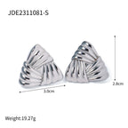 Geometric Stainless Steel Vintage Triangle Metal Earrings Statement Texture 18K Plated Temperament украшения бижутерия Gift