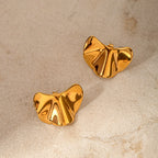Rustfrit stål 18k forgyldt minimalistisk metaltekstureret uregelmæssig konvekse ørestikker Vandtætte femme Chic stilfulde smykker