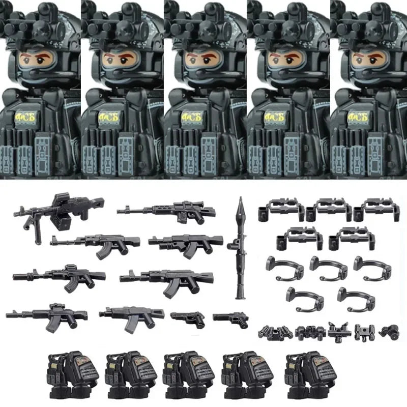 Military Special Forces MOC Building Block German KSK Special Forces Soldier Figure SWAT Army Gun Weapon Vest Backpack Brick Toy