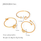 Romantic Stainless Steel Simple 3 Styles Ring Set Personality 18K Metal Texture Waterproof Trendy Charm Jewelry Gift