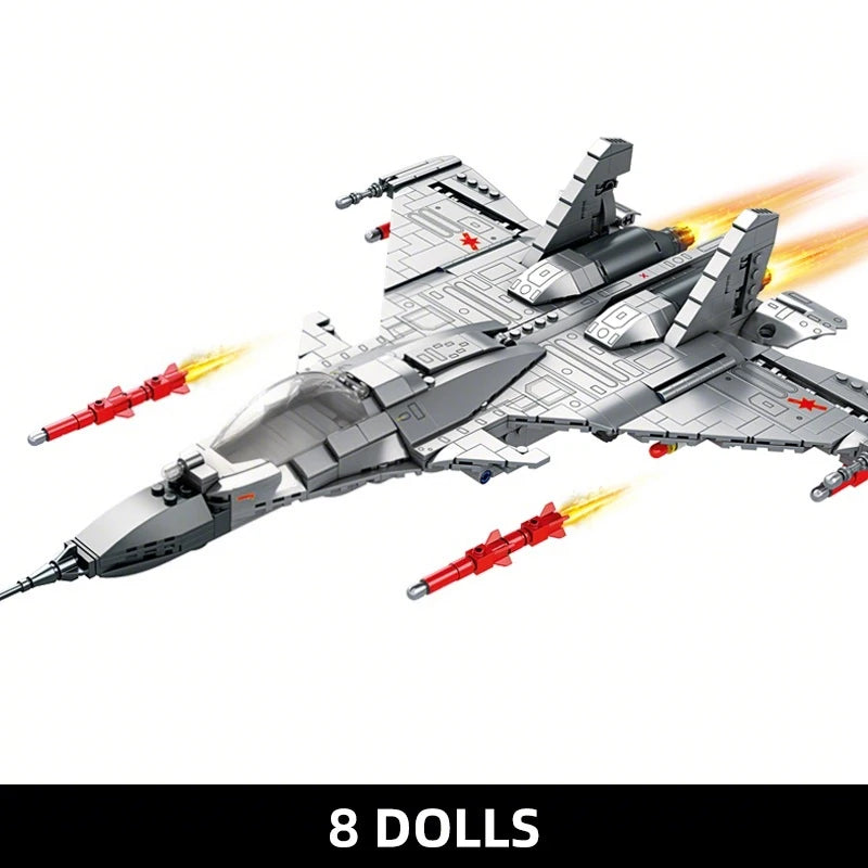 1186pcs Military Chinese J-15 Carrier Fighter Aircraft Flying Shark Model Building Blocks Plane Bricks for Children Boy Toy Gift