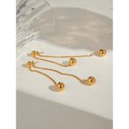 Vandtæt metal tekstur rustfrit stål kæde rund stål perle øreringe 18K guldbelagt charme mode smykker Bijoux Femme