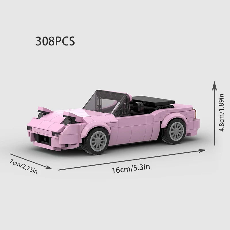 Mini Cabrio MOC Open Car Vehicle City  Racer Runabout Building Blocks Brick Cabriolet Supercar Kids Toys Gift Boys