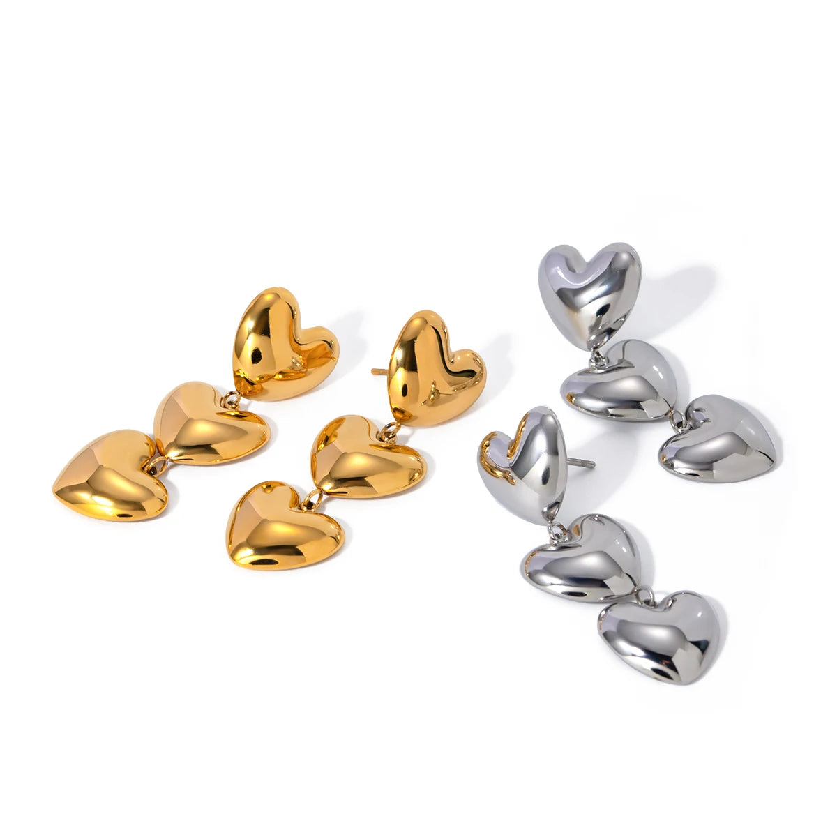 Серьги-подвески из нержавеющей стали 18K минималистичные, устойчивые к ржавчине, гладкие, в форме сердца любви, бесплатное очарование темперамента, ювелирные изделия для женщин, вечеринка