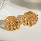 18K vergoldete Edelstahl-Ohrringe mit glatter, pummeliger Oberfläche, Damen Charms, Metallstruktur, wasserdichter Schmuck, Gala-Geschenk