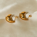 Orecchini delicati a goccia d'acqua a forma di fagiolo in acciaio inossidabile placcato oro 18k con diamanti incastonati, gioielli leggeri e accoglienti per donne