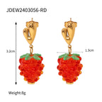 Orecchini piccoli a grappolo multicolore in resina, acciaio inossidabile placcato oro 18K, gioielli da orecchio a dichiarazione, resistenti all'ossidazione, regalo per donna