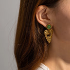 Brincos Pingente Coração de Amor de Lava Minimalista em Aço Inoxidável Banhado a Ouro 18k à Prova d'Água Feminino Chic Gala Estiloso Joias