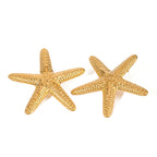 18K vergoldete Edelstahl-Hammerkorn-Stern-Meer-Ohrringe Damen Charms Metallstruktur Wasserdichter Schmuck Gala Geschenk