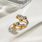 Gold Silver Color Matching Personalized Size Ball Double-layer Opening Ring Women Anti Allergic Metal Charm Daily Jewelry - Grand Goldman