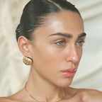 18K guldbelagte runde rynke konvekse øreringe med gevind i rustfrit stål Personlighedserklæring Stilfulde vandtætte smykker kvinder