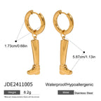 Minimalistiske 18k forgyldte rustfrit stål glatte støvler formede vedhængsøreringe, anti-allergiske, rustsikre stilfulde smykker