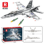 F-18 Strike Hornet Fighter Building Blocks Set, Jet Fighter Construction Kit, Military Toy Gift for Adults, Teens 14+, 1387 Pcs