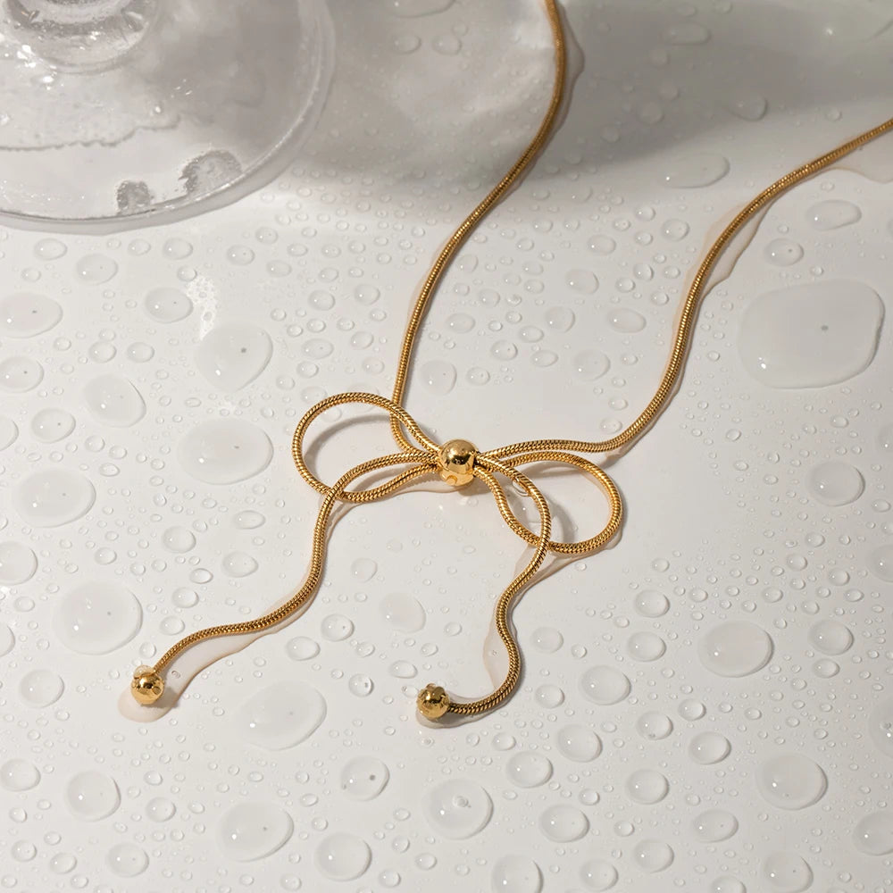 Minimalist Yay Püskül Küpe Açık Yüzük Kolye Kombinasyonu Takı Kadınlar Trendy 18K Altın Paslanmaz Çelik Günlük Kullanım