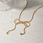 Minimalist Yay Püskül Küpe Açık Yüzük Kolye Kombinasyonu Takı Kadınlar Trendy 18K Altın Paslanmaz Çelik Günlük Kullanım