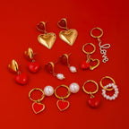 Pendientes colgantes de amor con aceite rojo goteante, chapados en oro de 18K, para mujer, acero inoxidable, antialérgicos, joyería de moda, regalo para gala