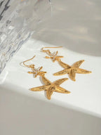 Beach Anti Allergic Stainless Steel 18K Starfish Ocean Style Hook Earrings Women Rust-proof Attractive Jewelry Accessories