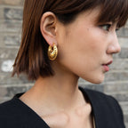 Rustfrit stål højkvalitets geometrisk retro stjernemåne med hule bøjler øreringe 18K guldbelagte kvinder charme mode smykker