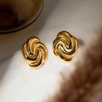 Roestvrijstalen Spiraal Rotatie Vintage Oorknopjes PVD 18k Geplateerd Hoge Kwaliteit Gratis Temperament Charme Sieraden voor Vrouwen