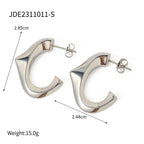 Pendientes triangulares en forma de C minimalistas de acero inoxidable Personalidad encanto chapado en oro de 18K Regalo elegante Joyería impermeable