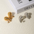 Vintage Popular Stainless Steel Water Drop Shaped Stud Earrings 18K PVD Plated Waterproof Texture Charm Daily Jewelry Gift 2024