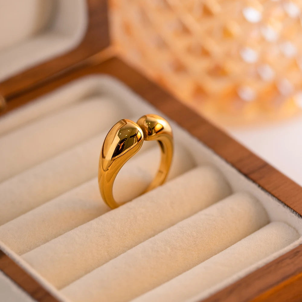 Hochglanzvergoldete Edelstahl-Ringe für Frauen, verstellbare offene Ringe, trendiger Schmuck für Frauen, neu