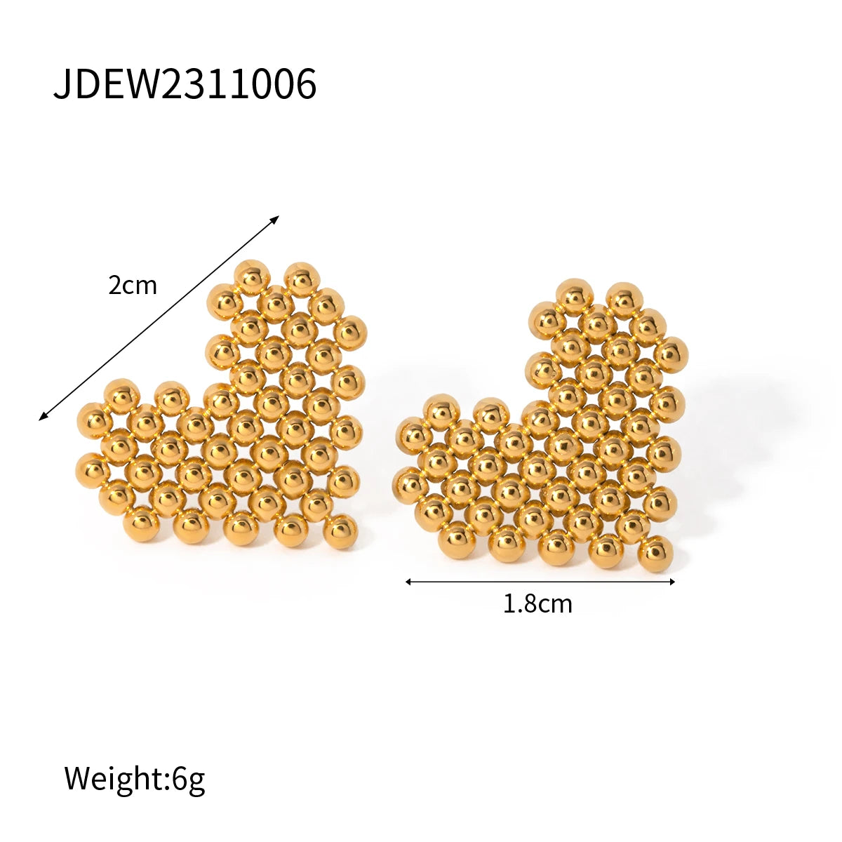 Rustfrit stål 18k forgyldt vintage runde perler Kærlighedshjerte/trekant/Rhombus øreringe plettet Free Statement Charm smykker