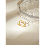 Anello a cuore grande liscio cavo in acciaio inossidabile placcato oro 18K resistente alla ruggine fascino temperamento libero gioielli bijoux per donne