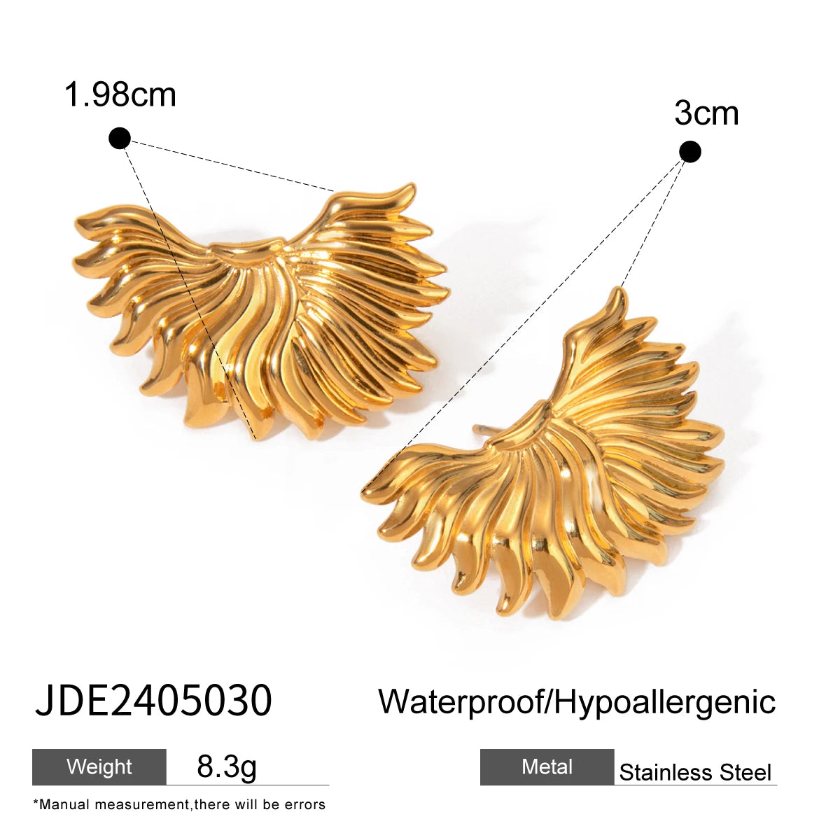 Stilfuld 18K forgyldt rustfrit stål uregelmæssige asymmetriske øreringe Anti-allergisk vandtæt charme Attraktive smykker kvinder