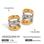 Zora Brinco de Orelha Três Camadas Aço Inoxidável Cor Correspondente Brincos de Pressão Sem Furo para Mulheres Joia de Moda de Metal para Cartilagem