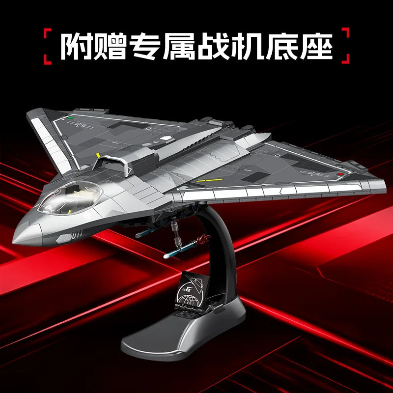 J-36 Carrier Based Fighter Jet Assemblage Building Blocks MOC Military Series Aircraft Plane Model Bricks Boys Toys Gifts