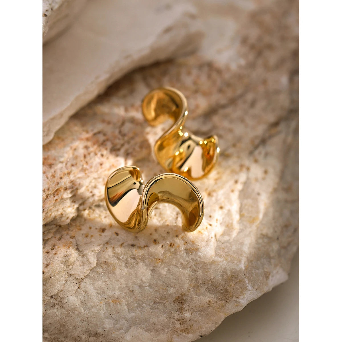 Minimalist 16K Gold Plated Statement Stainless Steel Artistic Spiral Design Earrings Creative Exclusive Personalized Jewelry