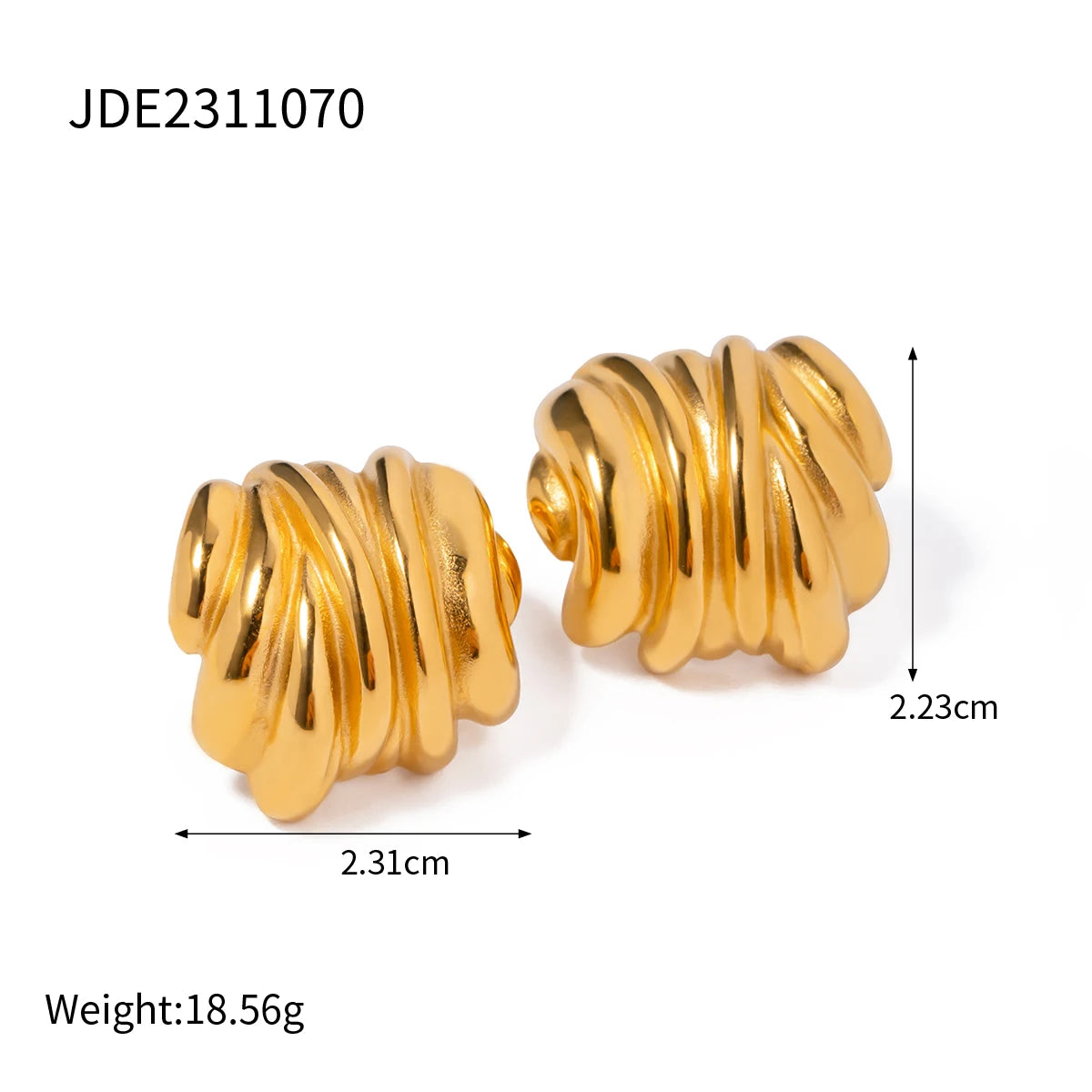 18k Gold Light Cozy Stainless Steel Plated Line Wrinkled Irregular Earrings Rust Proof Women Jewelry Bijoux Femme Gala Gift