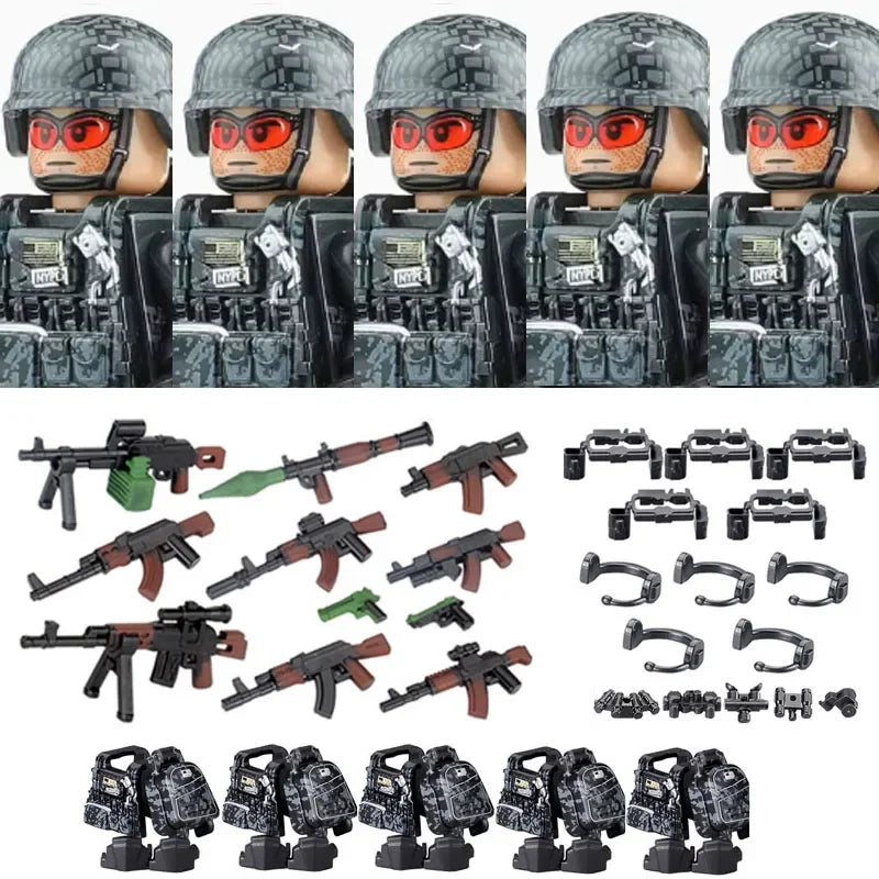 Military Special Forces MOC Building Block German KSK Special Forces Soldier Figure SWAT Army Gun Weapon Vest Backpack Brick Toy