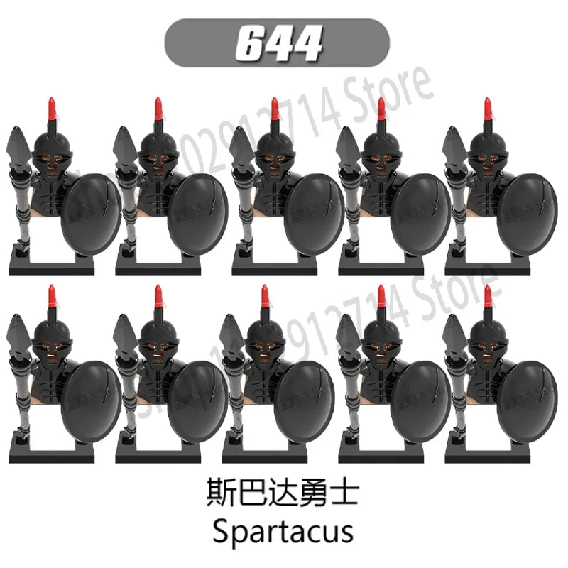 10Pcs/Set Historical Medieval Sparta Heroes Crusader Roman Soldiers Building Blocks Military Action Figures Bricks Toys For Kids