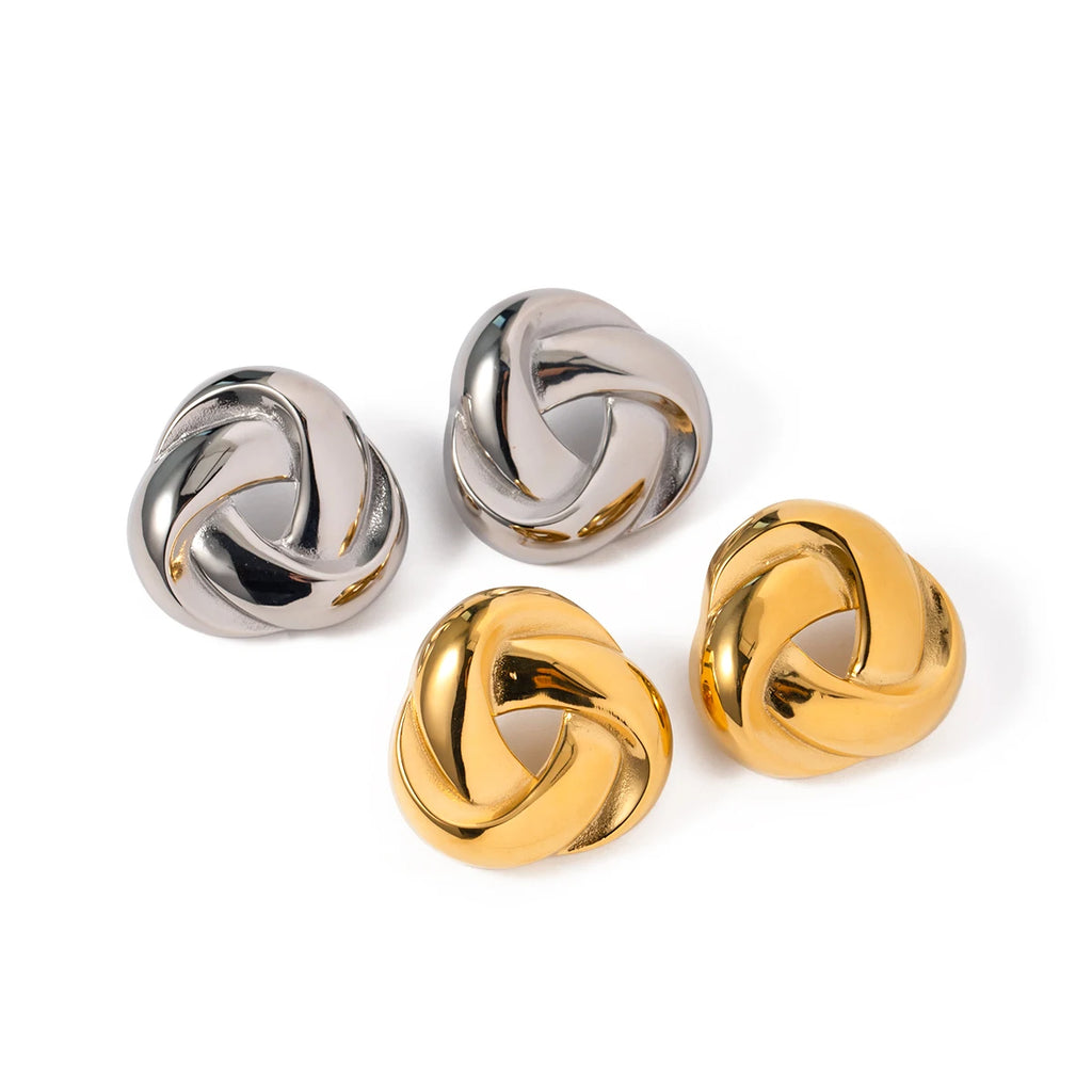 18K Gold Plated Creative Stainless Steel Vintage Woven Earrings Unique Personality Charm Fashion Jewelry Women