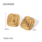 Minimalistische 18K Edelstahl geometrische Metall rostfreie quadratische Conch-Spiralform Ohrringe kostenloser Temperament-Charme Schmuck