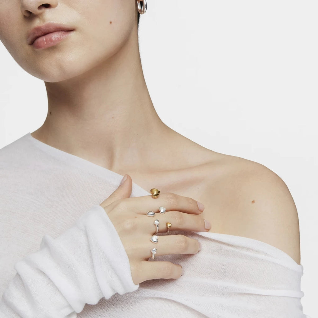 Minimalistischer 18k vergoldeter Edelstahlring in Herzform mit verstellbarer Öffnung, Damen, anti-allergischer Charmschmuck