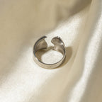 18k vergoldeter Damenring aus Edelstahl, wellenförmig, offen, mit Einlage aus Strasssteinen, Statement-Textur, klobige Ohrringe, Partygeschenk